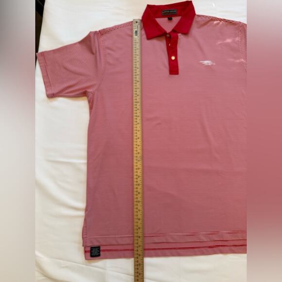Peter Millar Summer Comfort Golf Polo Red White Stripe Dove Mountain Logo XL - Picture 7 of 10